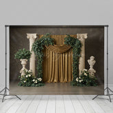 Lofaris Boho Athens Floral Golden Curtain Wedding Backdrop